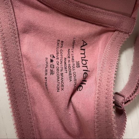 Ambrielle Purple Pink Floral Lightly Lined Full Coverage Plus Size Bra 38B - Picture 5 of 5